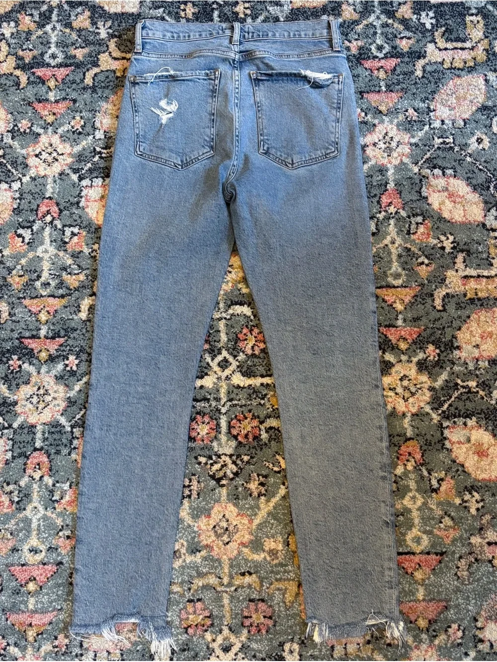 AGOLDE Nico High Rise Slim Fit Distressed Jeans in Rooted Light Wash Sz 26